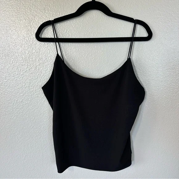 Love Tree Slinky Spaghetti Strap Black Camisole, Large - Picture 2 of 9